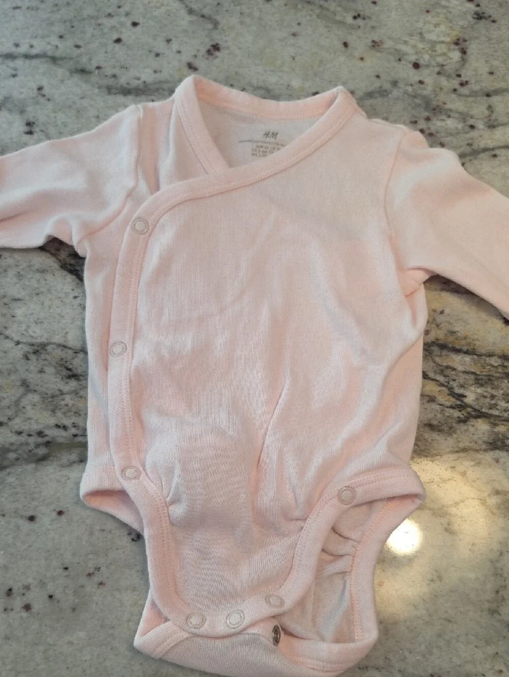 H&M Pink Baby One-Piece Set - Long Sleeve Bodysuit & Footed Pants 3m